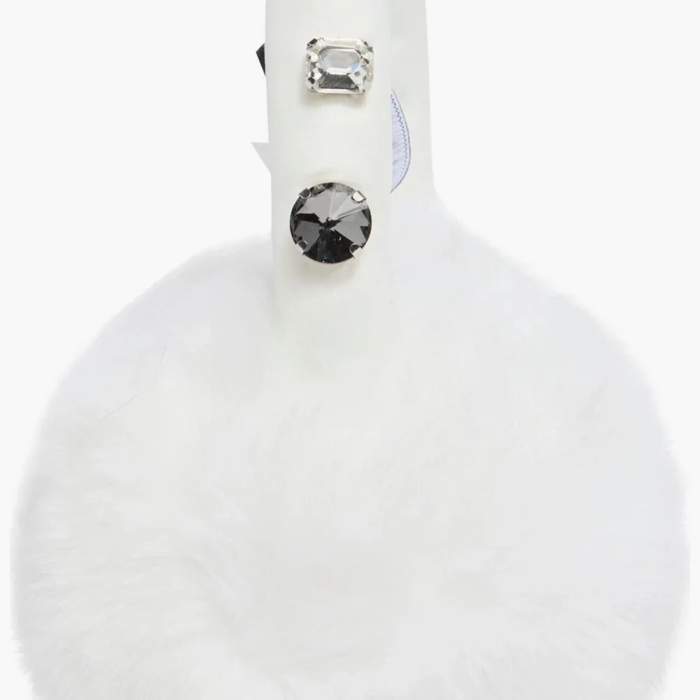 Kate spade new york White Faux Fur Rhinestone Embellished Ear Muffs::NWT::